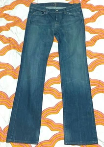 7 For All Mankind Boy Cut Jeans Size 29 Medium Blue Denim 33" Inseam Button Fly - Picture 1 of 12