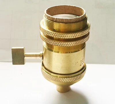 VINTAGE STYLE UNFINISHED BRASS PADDLE SWITCH MED BASE LAMP SOCKET UNO THREAD - Image 1 of 4
