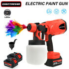 Cordless Paint Sprayer Fence Wall Airless 21v Hvlp Spray Gun With 2 Battery Uk