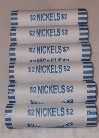 6 Unsearched, Unopened, FED SEALED Rolls Of Nickels Cover