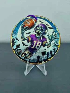 MINNESOTA VIKINGS HALLOWEEN ZOMBIE CATCH METAL ORNAMENT MINI SIGN JEFFERSON - Picture 1 of 2