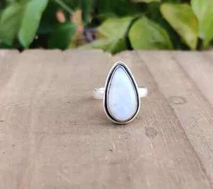Moonstone Gemstone Ring Solid 925 Sterling Silver Valentines Gift Women Ring MK* - Picture 1 of 6
