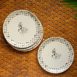 Handcrafted Ceramic Plates for Dinner (Set 4, Microwave Safe, Dishwasher Safe) - Picture 1 of 4