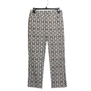 Chico's Capri Pants Womens 00 2 Brown White Rayon Cotton Pull On Stretch Casual - Picture 1 of 13