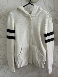 Polo Jeans Company Ralph Lauren White Knitted Cardigan Hoodie Size S Age 10-12 - Picture 1 of 11