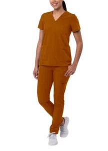 Adar Addition Scrub Set For Women - V-Neck Scrub Top & Skinny Cargo Scrub Pants - Picture 1 of 161