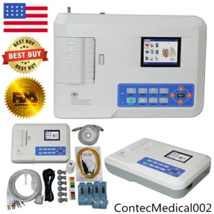 ECG300G Digital 3 Channel 12 Lead Electrocardiograph ECG/EKG Machine+PC Software - Picture 1 of 12