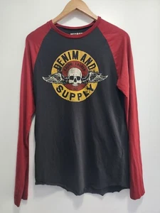Denim & Supply Ralph Lauren Shirt Men Sz S Black Red Skull Wings Graphic Raglan - Picture 1 of 6