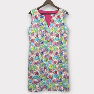 Nicole Miller Shift Dress Women Size 12 Multicolor Tropical Stretch 8528 - Picture 1 of 16