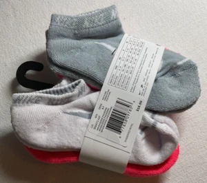 NIKE GIRLS SOCKS (6) SIZE 5-7 SHOE SIZE 10C-3Y WHITE PINK GRAY NIP - Picture 1 of 4