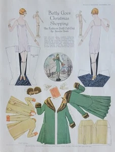 Betty Goes Christmas Shopping McCall's Vintage 1925 Fashion Doll Cut-Out - Picture 1 of 1