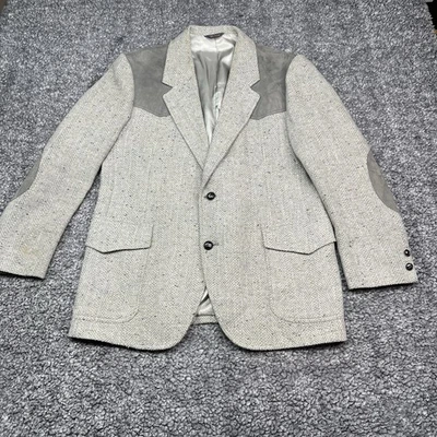 Blazer Pendleton Vintage Para Hombres 44 Lana Gris Espiga Parche Codo Occidental EE. UU. Foto 1 de 4
