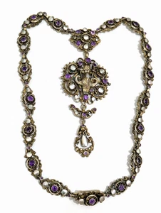 Collar Sirena Amatista Oro Dorado Plata Renacimiento Austro-Húngaro - Imagen 1 de 16