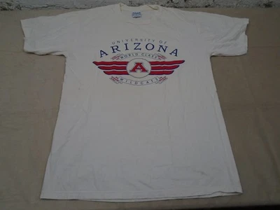 Camiseta vintage de los 90 de la Universidad de Arizona Wildcats logotipo deletreado blanca grande Foto 1 de 4