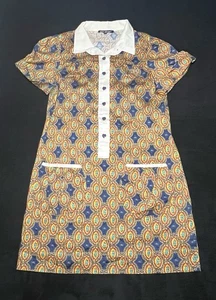 Mini Vestido Vintage Años 70 Betsy Johnson Manga Corta Talla S Patrón Geométrico EE. UU. - Imagen 1 de 9