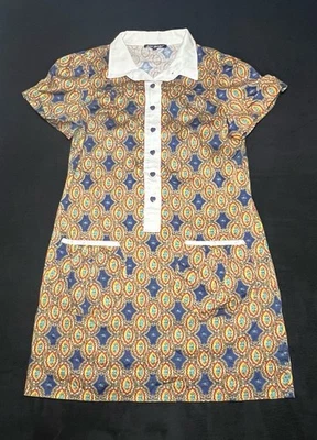 Vintage 70’s Betsy Johnson Mini Short Sleeve Dress Size S Geometric Pattern USA - Image 1 of 4