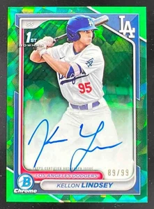 2024 Bowman Draft Zaffiro Cromato Verde Zaffiro Kellon Lindsey RC Auto /99 - Foto 1 di 2