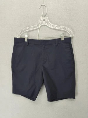 H&M Pantalones Cortos Para Hombres 33 Azul Marino Calce Ajustado Frente Plano Vestido Informal Chino Verano Foto 1 de 4