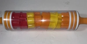 Rolling Pin With 9 cookie cutters, 18" All occasion cutters. Vintage - Picture 1 of 8