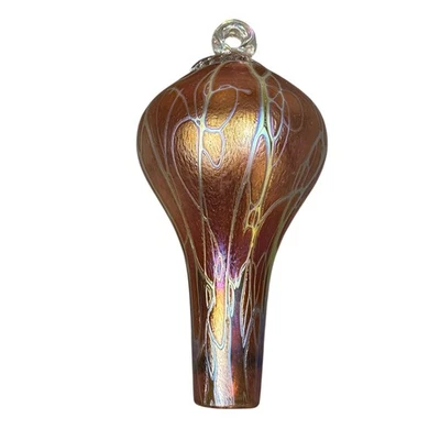 Alimentador de colibrí de vidrio artístico firmado iridiscente Stuart Abelman 8 pulgadas Foto 1 de 4