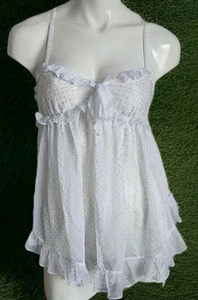 Abito da sposa vintage Victoria's Secret I Do sexy piccola sposa babydoll trasparente M - Foto 1 di 6