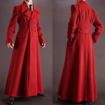 Men Overcoats Wool Blend Extra Long Coats Double Breasted Ankle Length Custom - Image 1 of 4