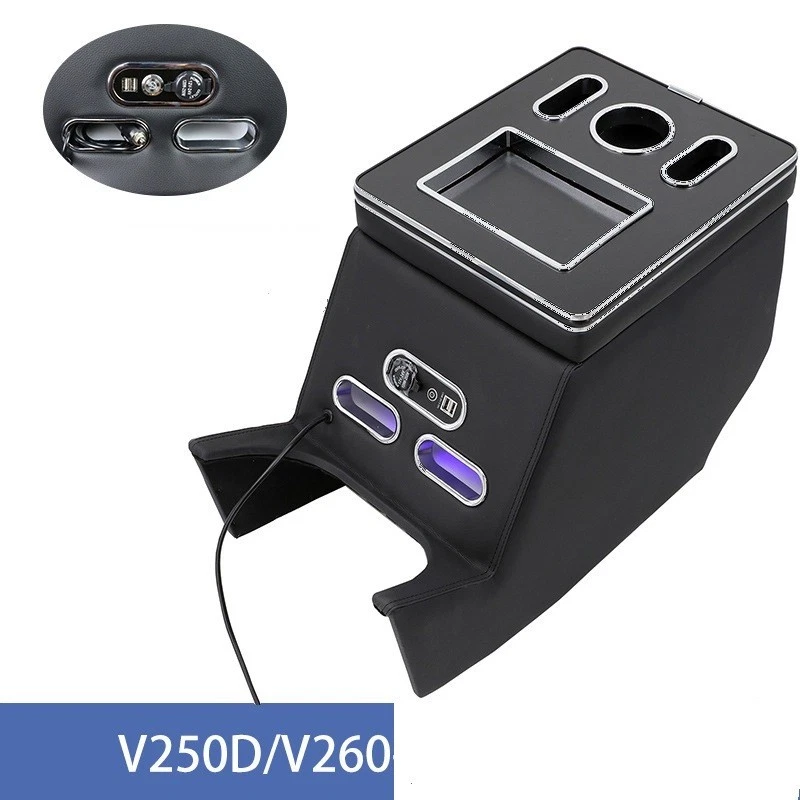 Caja reposabrazos + puerto de carga USB + caja reposabrazos LED para Mercedes-Benz V250 2014-2021 Foto 1 de 4