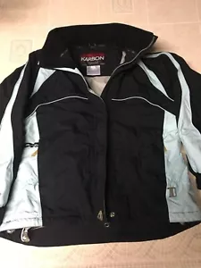Karbon Style K2622 Damen isolierte Skijacke Größe 10 schwarz/hellblau Reißverschluss - Bild 1 von 3