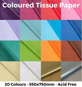 More details for coloured tissue paper - high quality &amp; acid free - 500mm x 750mm - 20 colours