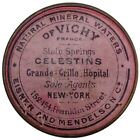 (années 1870) New York City Vichy carte coquille d'eau minérale jeton marchand 