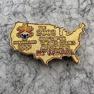 2002 Olympics Sports Salt Lake UT Winter Games US Coming To My School Lapel Pin - Picture 1 of 3