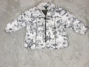 Requirements Jacket Womens 1X Full Zip Long Sleeve White Palm Trees Print Casual - Picture 1 of 10