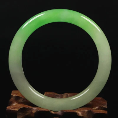 Brazalete Brazalete 55mm Natural Blanco Esmeralda Verde Jadeíta Jade Chino 15440 Foto 1 de 4