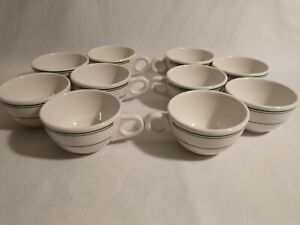 10 Homer Laughlin Best China Restaurant Ware White GREEN STRIPE Band Coffee Cups