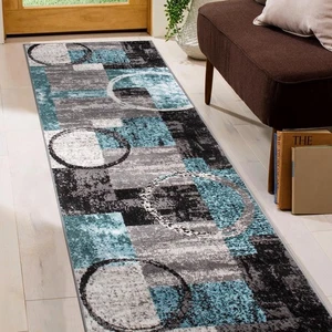 Rugshop Modern Abstrakt Kreis Design Weich Läufer Teppich 2' x 7'2 Grau - Bild 1 von 6