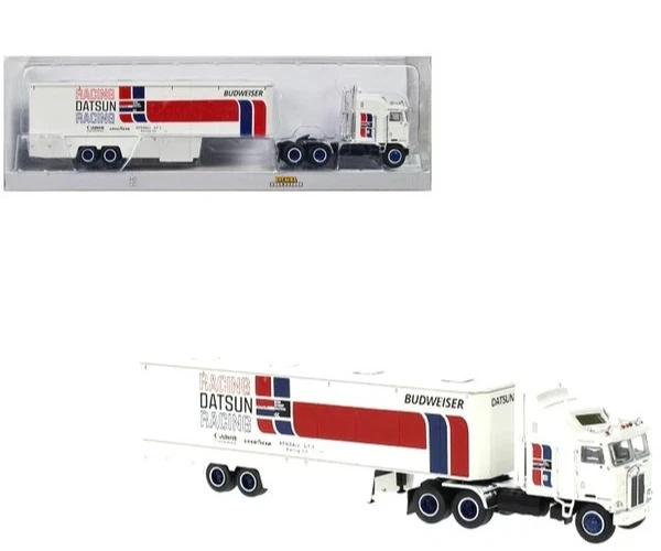 Brekina Automodelle 85740 HO Datsun Racing - Kenworth K100 Tractor Trailer