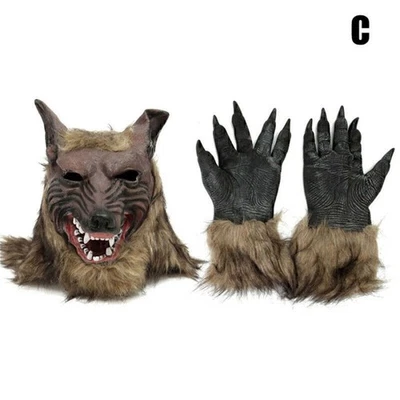 Vintage Werewolf Rubber Latex Mask Halloween Scary Wolf Warewolf Mask and Gloves - Image 1 of 4