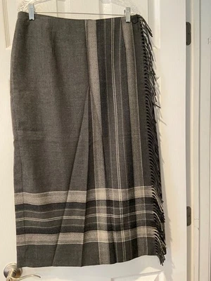 Falda de lana envolvente sintética Talbots con flecos laterales 14W/XL Foto 1 de 3