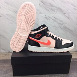 Nike Air Jordan 1 Mid GS Black Pink Crimson Shoes 554725-604 Size 6.5Y Women's 8