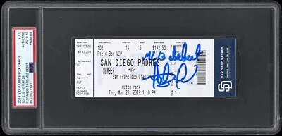 Fernando Tatis Jr. Signed Inscribed MLB Debut Full Ticket PSA/DNA GEM MT 10 - Image 1 of 2