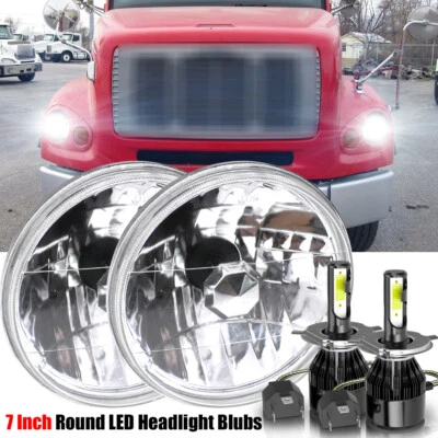 Faros LED redondos de 7 pulgadas haz alto/bajo para camión Freightliner FL112 6000K blanco Foto 1 de 4