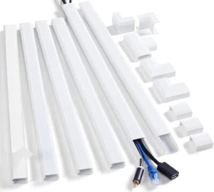 94.5in Cord Cover Wall Kit Wire Hider Cable Concealer Paintable White 6PCS - Picture 1 of 6