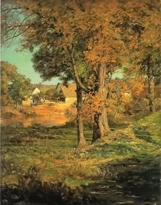 Oil painting john ottis adams - thornberrys pasture brooklyn, indiana landscape - Picture 1 of 1