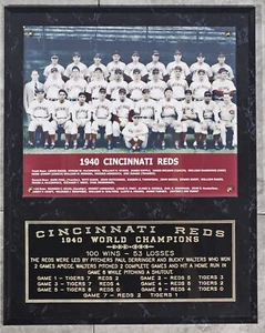 Cincinnati Reds 1940 World Series Champions 12" x 15" Plaque - Picture 1 of 5