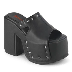 Black Chunky Platform 70s Punk Rock Gothic KISS Sandals Studs Shoes Demonia - Picture 1 of 1