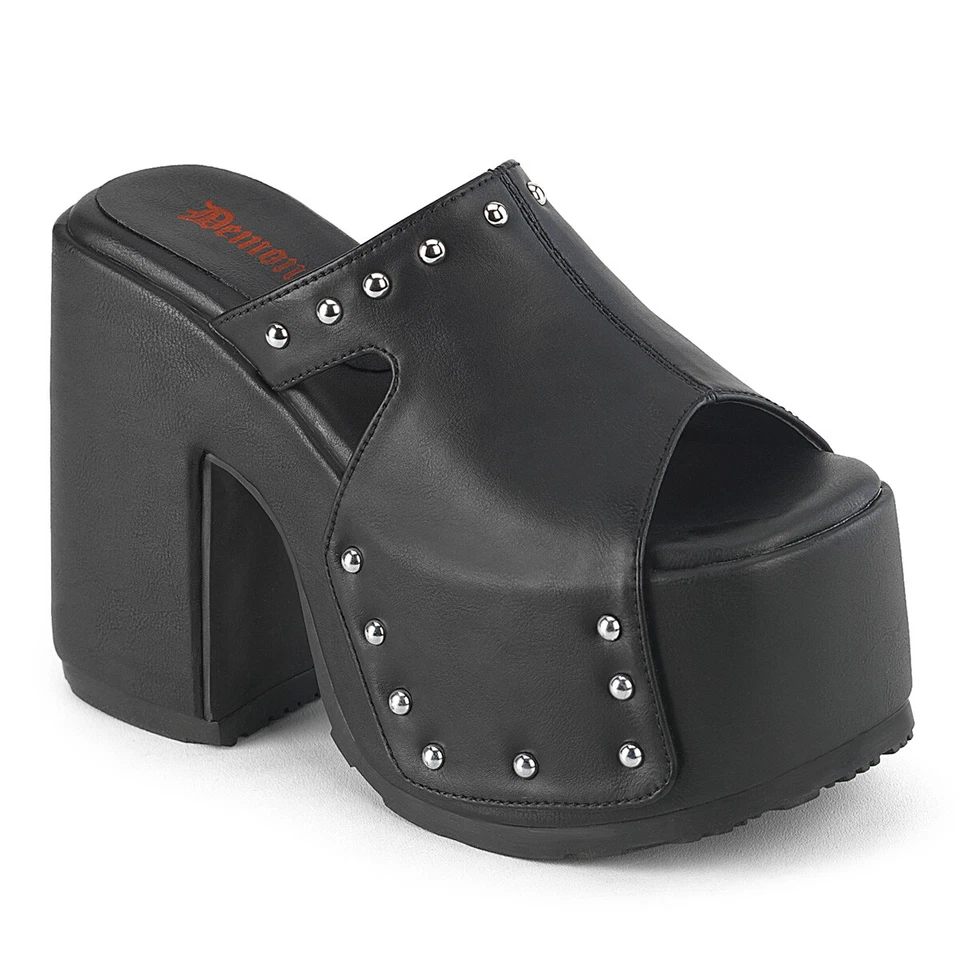 Black Chunky Platform 70s Punk Rock Gothic KISS Sandals Studs Shoes Demonia - Image 1 of 1