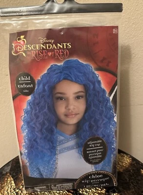 Peluca Disney Descendants 4 The Rise Of Red Chloe azul niño talla larga ondulada rizada Foto 1 de 4