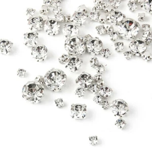 3-8mm 100x GRADE A++ Sew On Cut Glass Crystals Rhinestones Diamantes - Craft - Picture 1 of 3