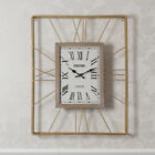 Horloge murale Leonide style Vintage bois de chêne blanchi fer forgé doré cad...