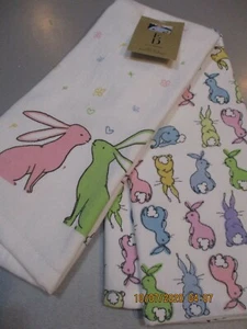 Toalla de cocina multicolor conejos Ellen Degeners Bunny Love nueva con etiquetas - Imagen 1 de 7
